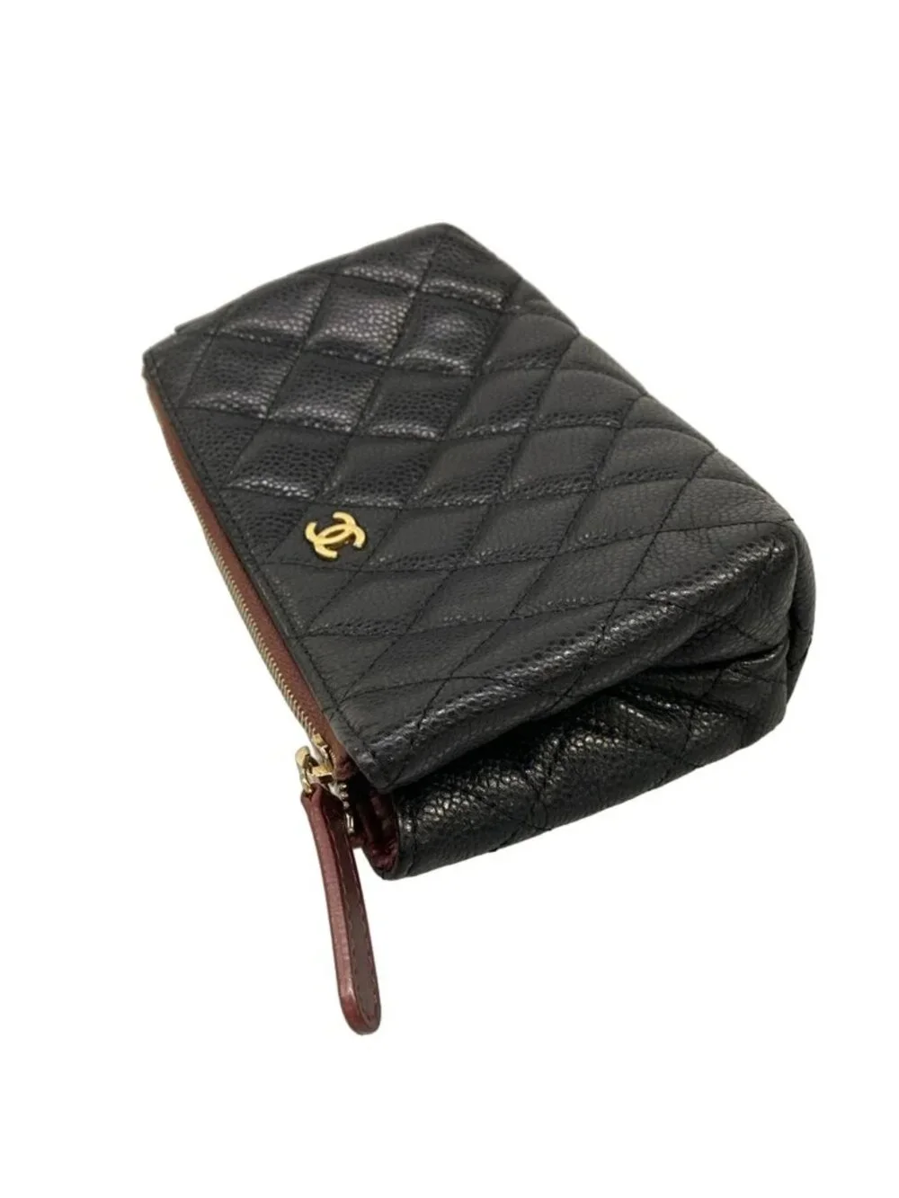 Chanel Pouch Quilted Black Gold